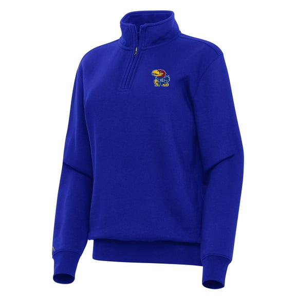 Women's Antigua Royal Kansas Jayhawks Victory Quarter-Zip Sweatshirt