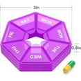 thumbnail image 2 of 2 Pack Pill Organizer Portable 7 Day Pill Box, Easy Fill Pill Case and Medicine Organizer Weekly with Separate Compartments, Pill Container Large Size Medication Organizer (Purple), 2 of 7