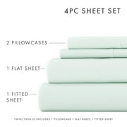 Noble Linens 4 Piece Solid Microfiber Bed Sheet Set, Mint, Full