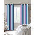 thumbnail image 3 of Blue Purple Stripe Blackout Curtains, Light Blocking Print Window Curtains, Gradient Geometric Vertical Striped Thermal Insulated Window Drapes for Living Room Kitchen Cafe 2 Panels, 55"W x 39"L, 3 of 9