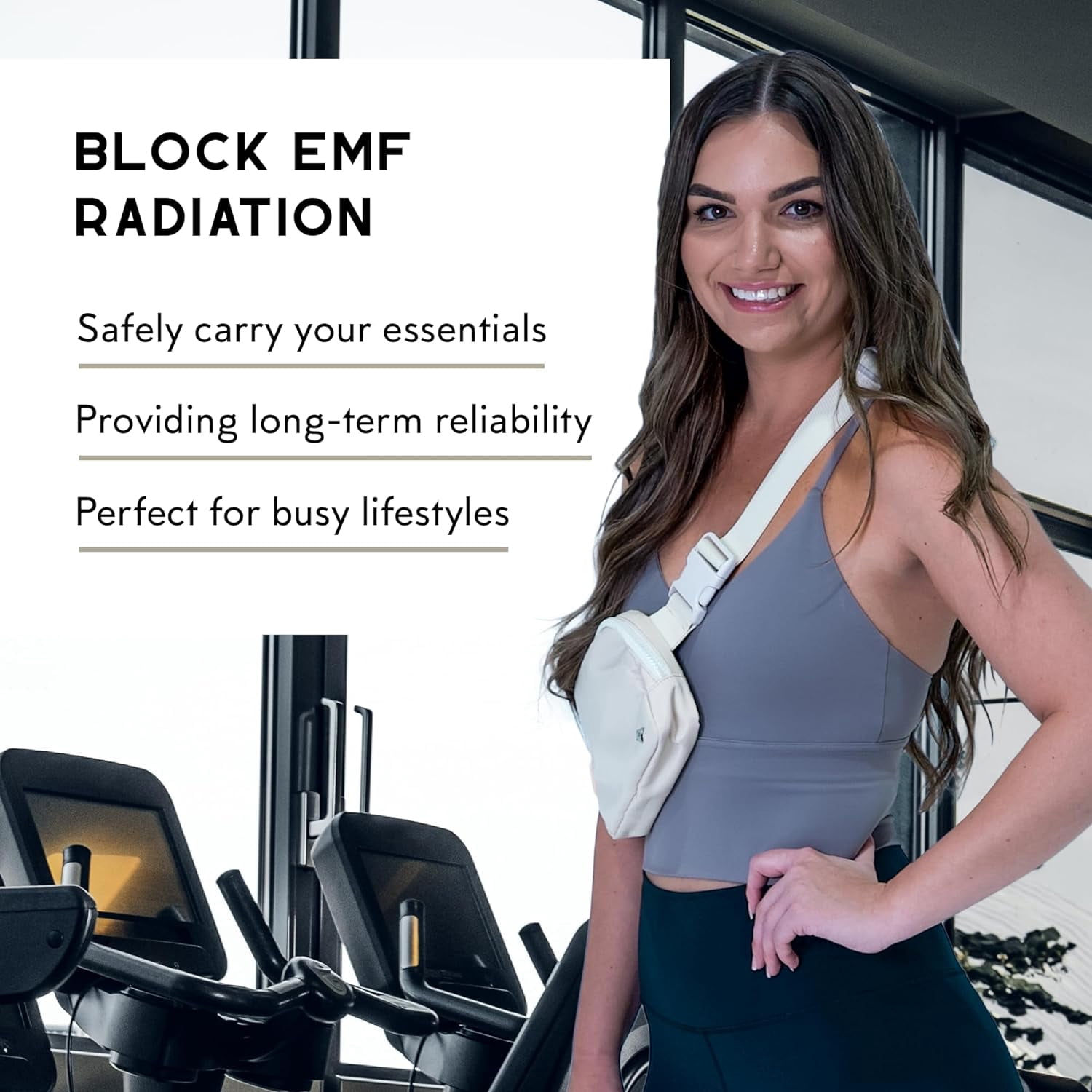 RadEnergy Faraday Crossbody Bag, Beige, 1 pack, Nylon, RFID Holder and Signal-Blocking Pouch for Devices