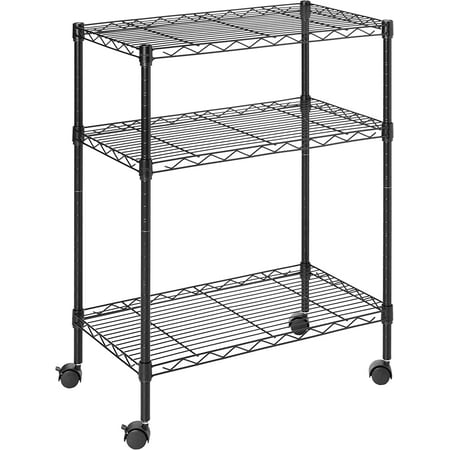 

YSSOA Heavy Duty 3-Shelf Shelving with Wheels Adjustable Storage Units Steel Organizer Wire Rack