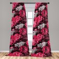 thumbnail image 2 of Flowers Window Curtains, Gerbera Petals and Roses Pattern Flora Composition in Warm Tones, Lightweight Decor 2-Panel Set with Rod Pocket, Pair of - 28"x63", Pink Dark Maroon and Grey, by Ambesonne, 2 of 3