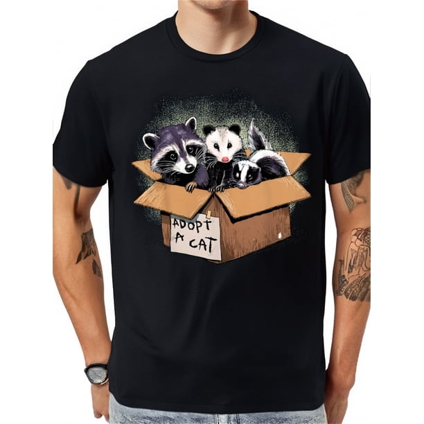 Adopt A Cat Shirt Raccoon Opossum Skunk Adopt A Street Cat T-Shirt Tee For Adult, Men, Women, Teen, Teenager, Adolescent,Youth