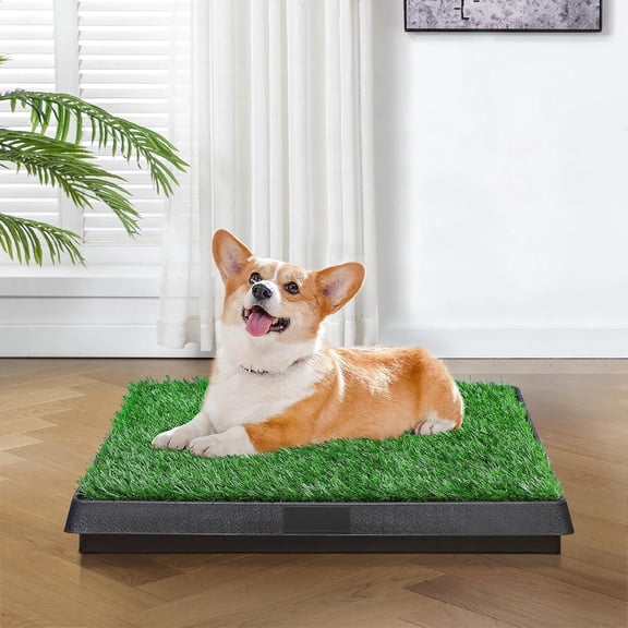 Pet Loo Dog Litter Box with Grass Portable Puppy Potty Training Tray for Indoor Outdoor Patio Balcony