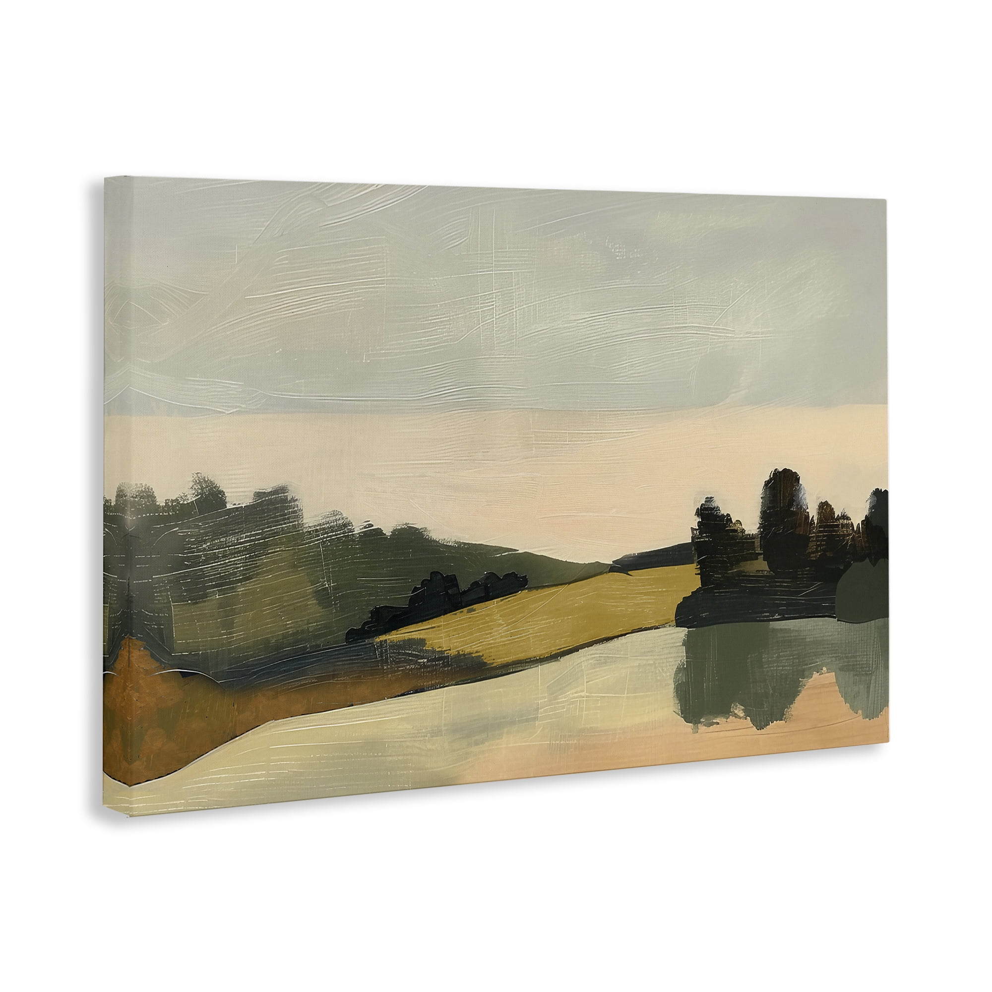 Stupell Industries Curving Green Hills Landscape & Nature Painting Wrapped Canvas Art Print Wall Art, 36 x 24