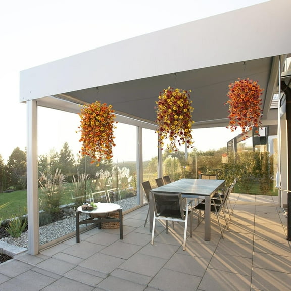 Xuniizn Hanging Flowers Artificial Fall Flowers for Outdoors Fall Decor, Fake Flowers Realistic Hanging Plants Faux Silk Daisy Flowers for Gardens Porch Indoor & Outdoor, Fall Decorations for Home