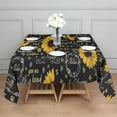 thumbnail image 3 of Black Sunflower Word Pattern Square Tablecloth,Waterproof Square Table Cover,Wipeable Spillproof Washable Table Cover for Home Kitchen Party Decor 52"x52"(132x132cm), 3 of 6