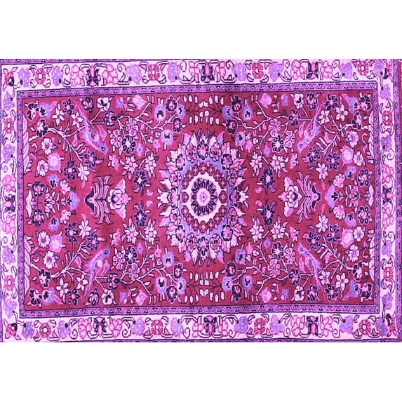Ahgly Company Indoor Rectangle Medallion Purple Traditional Area Rugs, 8' x 10'