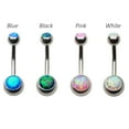 thumbnail image 1 of Curved Belly Barbell with Double Synthetic Opal, 1 of 6