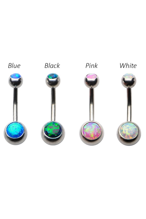 Curved Belly Barbell with Double Synthetic Opal