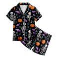 thumbnail image 5 of felwors Silky Satin Kids' Pajama Set Breathable & Smooth Unisex Button-Down Pajamas Cute Pastel Pink Halloween (White,10-11 Years), 5 of 5