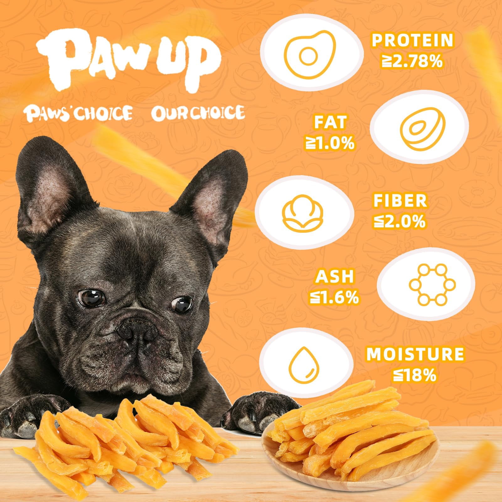 (2 pack) PAWUP Sweet Potato Dog Treats, Single Ingredient Healthy Soft Chews Dog Treats for Small Medium Large Dogs, Dog Digestive Support, 10.6oz