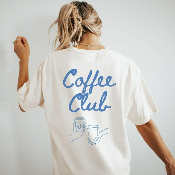 Coffee Club, Vintage, Oversized Retro Graphic TShirt, Grunge Hippie Boho Graphic