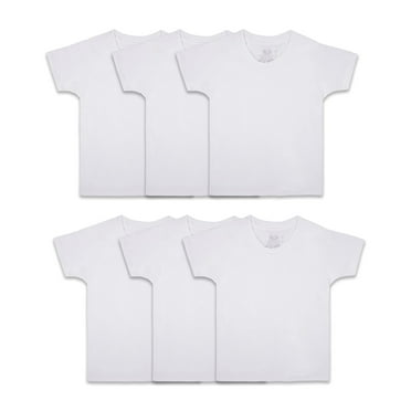 Fruit of the Loom Boys' Cotton T Shirt, Toddler-6 Pack-White, 4-5T
