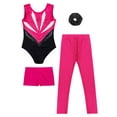 thumbnail image 4 of vastwit Gymnastics Outfit for Girls 4pcs Figure Ice Skating Training Suit Dance Leotard with Shorts Leggings Hairband Hot Pink 12, 4 of 8