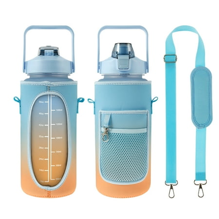 

GORWARE Sports Water Bottles Large Capacity Drinking Bottle with Protective Sleeve Time Marker Leakproof Water Bottle for Fitness Gym & Outdoor