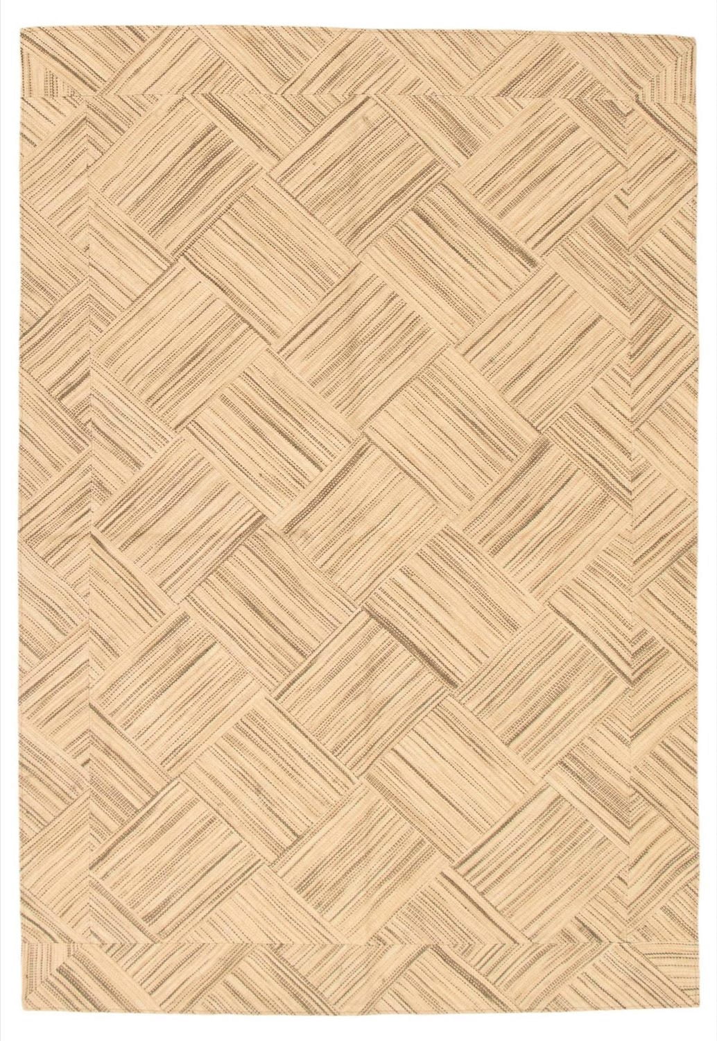 ECARPETGALLERY 5'2" x 8'0" Flat-weaves & Kilims Moldovia Patch Hand Made Area Rug for Living Room, Dining Room and Bedroom in Ivory