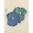 thumbnail image 3 of Cenuakty Baby Boys Girls Romper Long Sleeve Round Neck Goose Embroidery Bodysuit Newborn Fall Playsuit, 3 of 9