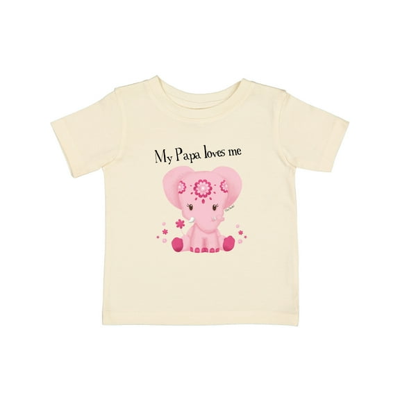 Inktastic Aditi My Papa Loves Me Pink Elephant Beautiful Girls Baby T-Shirt