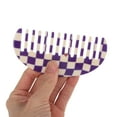 thumbnail image 3 of Unique Bargains 1 Pc Semicircle Retro Checkerboard Hair Comb Purple White Acetate Sheet, 3 of 5