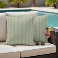 thumbnail image 4 of Sage Green Striped Outdoor Waterproof Pillow Covers, Modern Abstract Art Geometric Stripes Decorative Square Throw Pillowcase Sofa Cushion Sham for Patio/Couch/Chair, 26"x26" 2 Pack, 4 of 8