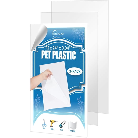 3 Pack PET Sheet Panels - 12" x 24" x 0.04" Clear Acrylic Sheet-Quality Shatterproof, Lightweight, and Affordable Glass Alternative Perfect for Poste