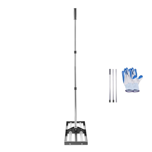 KFFKFF Updated Lawn Leveling Rake with Roller, 30" x 10" Stainless Steel Lawn Leveler with 83.9" Adjustable Handle, Heavy Duty Yard Leveling Rake, Effort Saving Lawn Leveling Tool