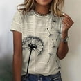 thumbnail image 2 of QHWAUAKFBN T Shirts For Women Loose Fit Shirt Short Sleeve Flower Printed Round Neck Elegant Loose Soft Blouse Tshirts Top, 2 of 5