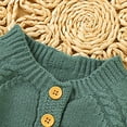 thumbnail image 3 of UAMVSH Knitted Baby Girl Rompers Trendy Color Block Long Sleeve Sweater Jumpsuits Half Button Baby Clothes Fall Winter(9-12 Months,Green), 3 of 6