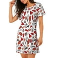 thumbnail image 2 of Easygdp Red Food Camisón de manga corta para mujer, informal, estampado, 2 of 6