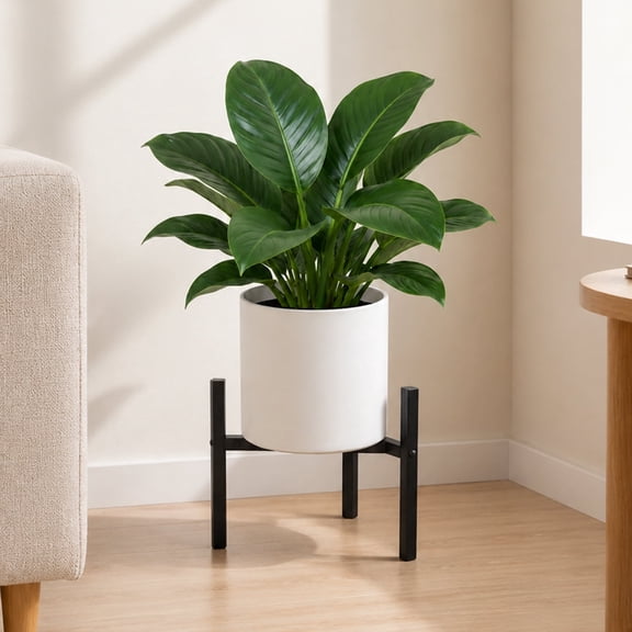 Bamworld Metal Plant Stand indoor，Adjustable Modern Plant Stands，Heavy Duty Stable Plant Pot Flower Holder Indoor Outdoor Corner，Fit 8-12" Pot,Black