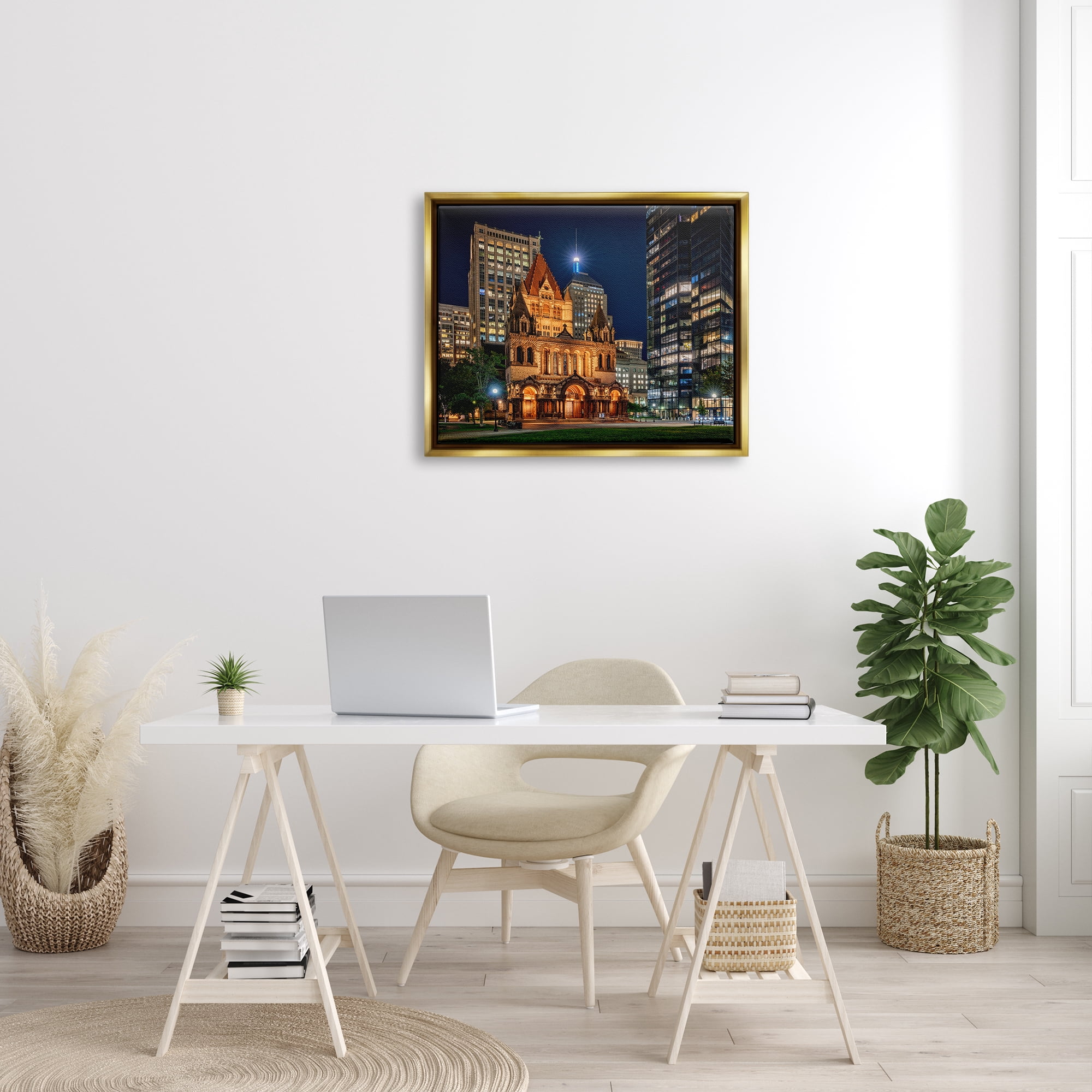 Stupell Urban Cityscape Architecture Buildings Landscape Photography Gold Floater Framed Art Print Wall Art