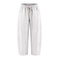 thumbnail image 4 of Women's Cotton Linen Banana Pants – Cropped Length Loose Fit with Elastic Waistband, Casual Summer Trousers, 4 of 7