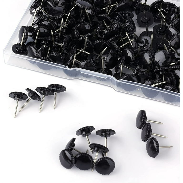 NOGIS 100pcs Gear Shaped Push Pins, Black Plastic Pushpins with