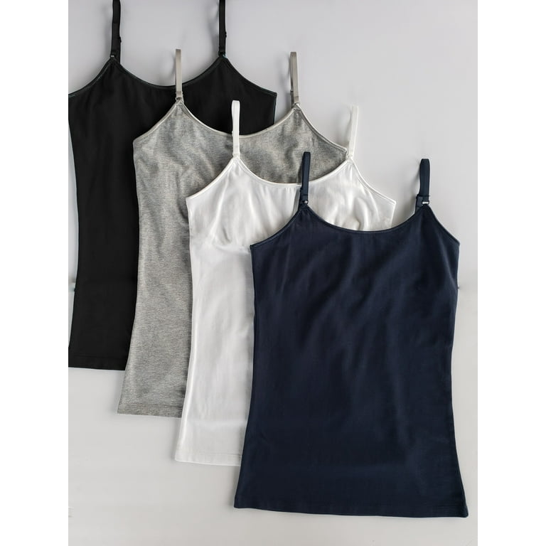 Kalon Women's 4-Pack Shelf Bra Camisole Cotton Spandex