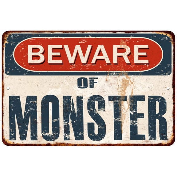 Beware of MONSTER Metal Sign Rusty Wall Decor 8x12 108120041781