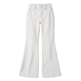 thumbnail image 5 of Linen Blend Flare Dress Pants for Women High Waist Double Button Loose Bootcut Pants Business Casual Pants with Pockets for Daily office White, 5 of 6