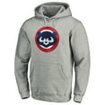 thumbnail image 2 of Men's Heather Gray Chicago Cubs Cooperstown Collection Huntington Logo Fitted Pullover Hoodie, 2 of 3