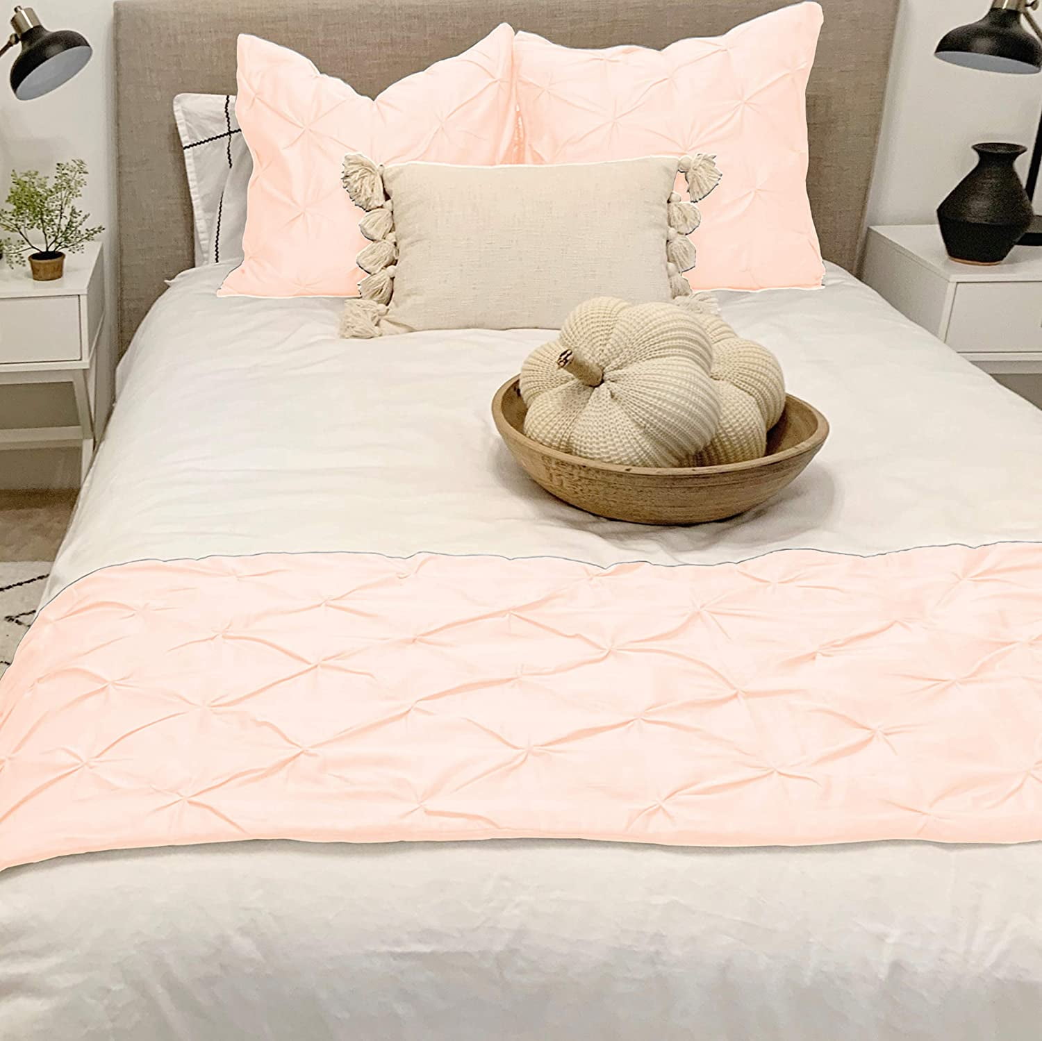 800TC Pinch Pleated Bed Runner Queen Size 3 Piece (1 Bed Runner & 2