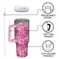 thumbnail image 4 of Pink Breast Cancer Tumbler with Handle and Lid,40oz Double Wall Vacuum Insulated Tumbler,Cups Gift for Women and Men, 4 of 7