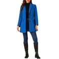 thumbnail image 2 of INSPIRE CHIC Women's Coat Solid Color Notched Lapel Single Breasted Winter Peacoat Deep Blue L, 2 of 6