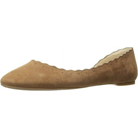 NINE WEST Women's Mai Suede Ballet Flat, Dark Natural, 7.5 New