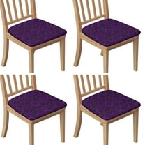 Purple Black Ornament Eye Pattern Seat Covers for Dining Room Chairs Set Of 4,Stretch Printed Washable Chair Seat Cover with Elastic Ties and Button,Removable Waterproof Couch Cushion Covers