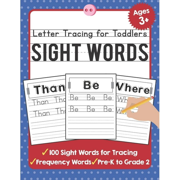 Tuebaah Handwriting Workbook Letter Tracing for Toddlers: 100 Sight Words Workbook and Letter Tracing Books for Kids Ages 3-5, Book 3, (Paperback)