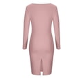 thumbnail image 5 of Women's Bodycon Dress, French Retro Style Long Sleeve Maxi Dress, Slim Fit Round Neck Polyester Dress for Casual, Party, Date, 5 of 5