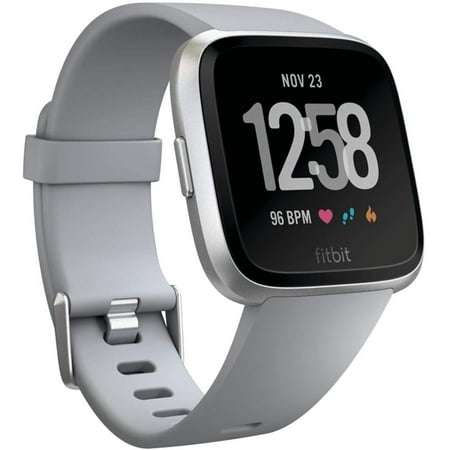 Fitbit Versa Smart Watch - Gray Band/Silver Aluminum Case, one size (s & l bands included)