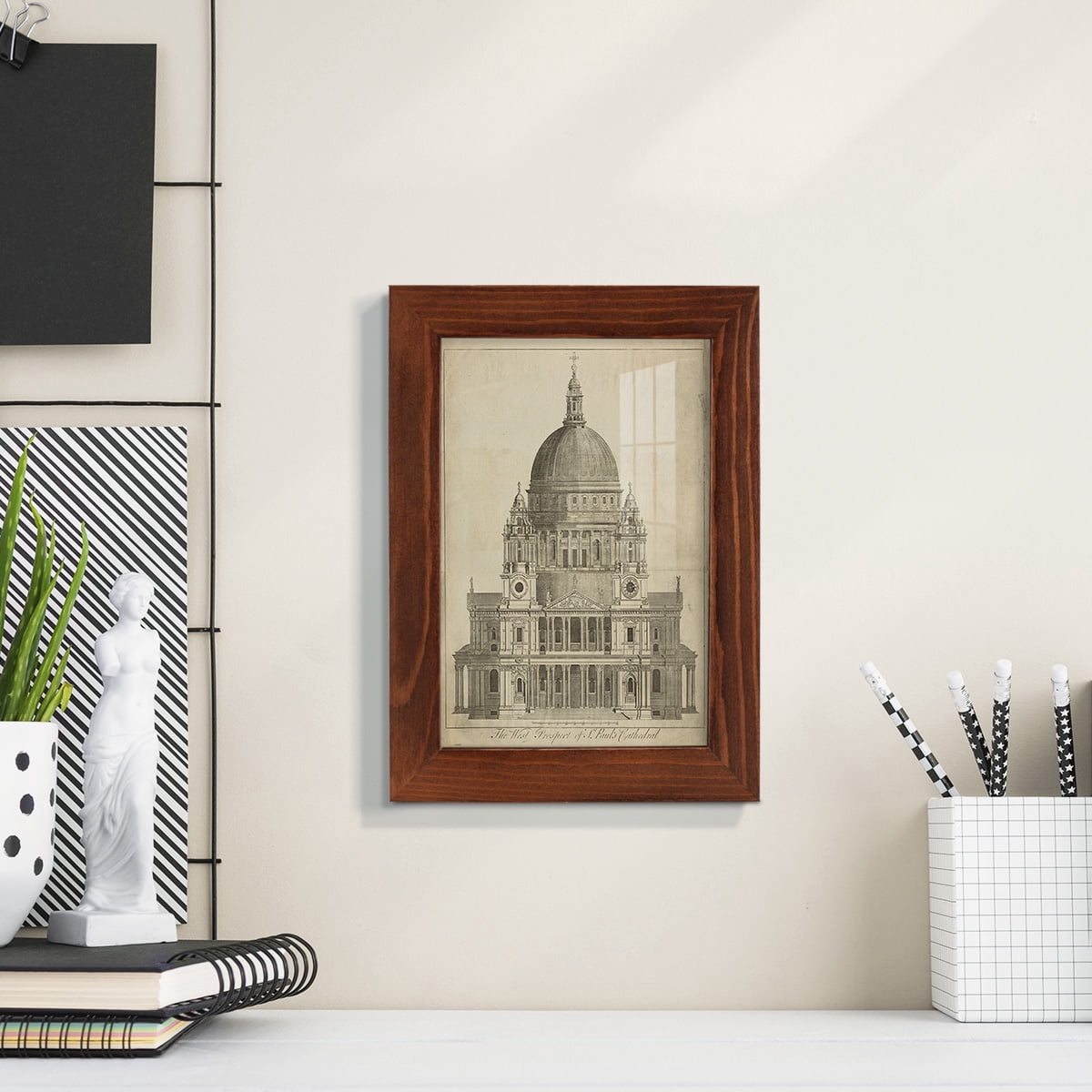 St. Paul's Cathedral -Framed Print w/glass-Chestnut