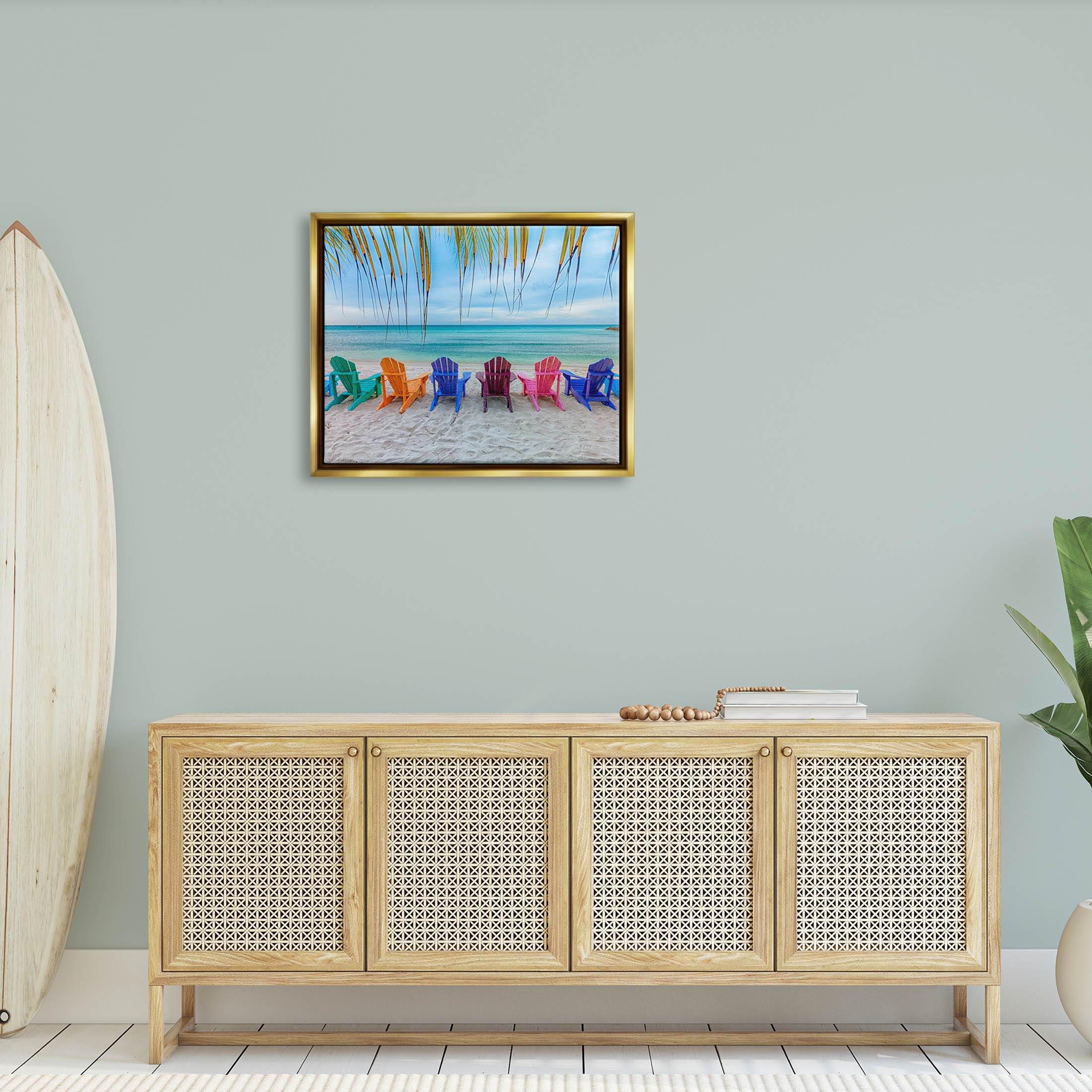 Stupell Industries Picturesque Tropical Summer Beach Photograph Metallic Gold Floating Framed Canvas Print Wall Art, Design by Mary Lou Photography