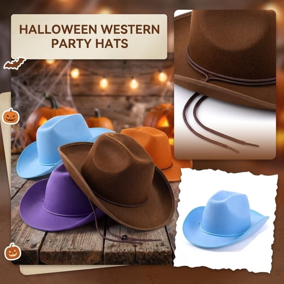 IYYVV Halloween Western Cowboy Hat For Adults,Adjustable Colorful Party Costume Accessory Purple